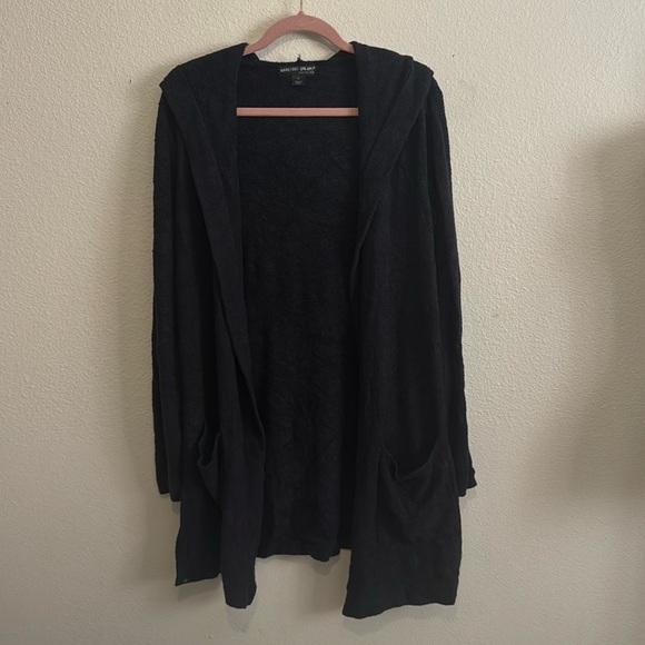 Barefoot Dreams Sweaters - Barefoot Dreams Cozychic Lite Size M Cardigan Hoodie Black Pockets Loungewear